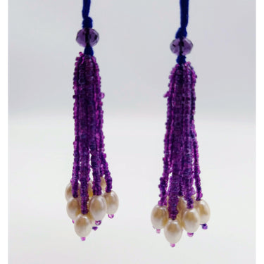 Violet Purple Bead Tassels Latkan, Indian Latkans, Beaded Danglers